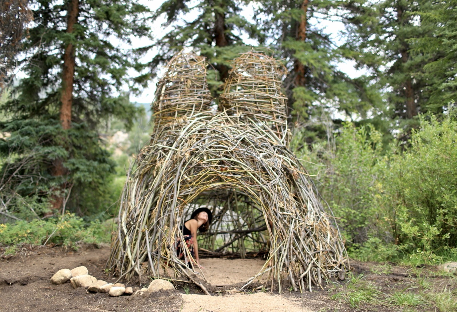 Sculpture installation on the land